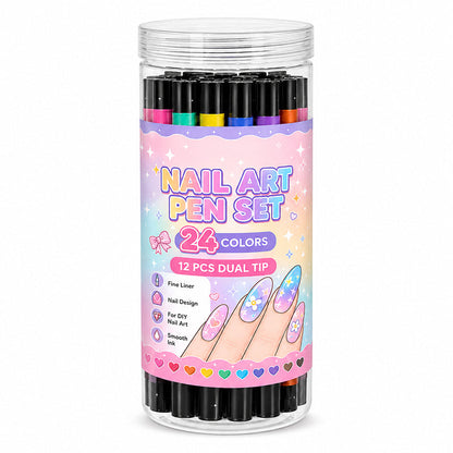 🎁 24 Colors Dual Ended Nail Art Pens Set – Creative, Salon‑Quality, Easy DIY ✨